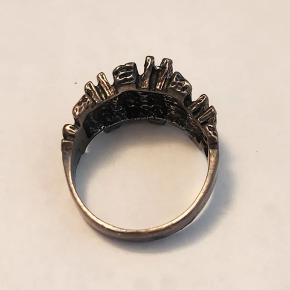 Blackened Sterling Silver Bruralist Textured Ring - Picture 7 of 7